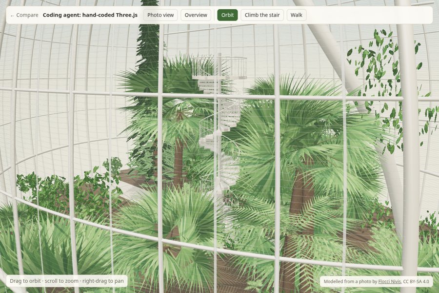 Coded scene from outside the glasshouse